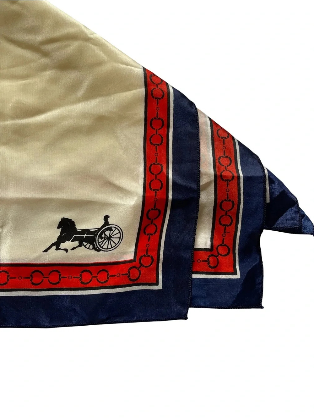 Vintage Sunkyung Sa Silk Scarf - Red, Navy & Cream Scarf